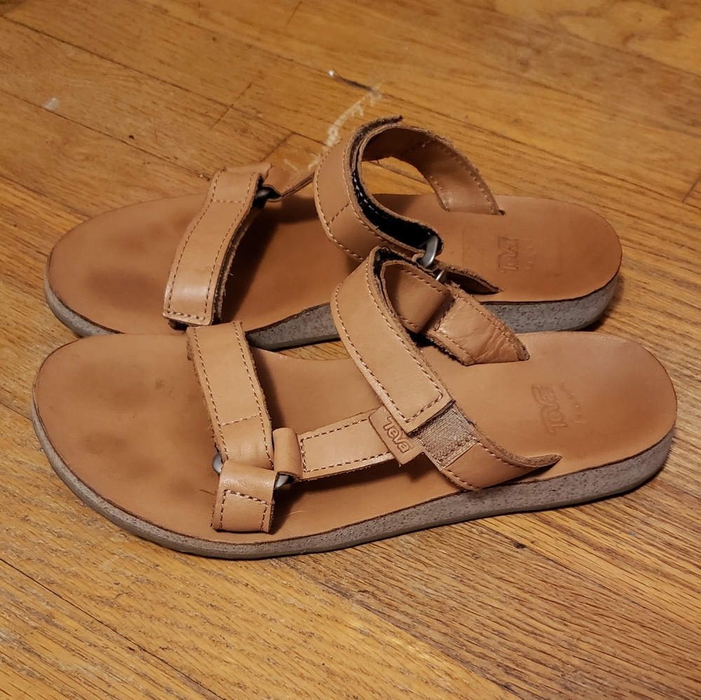 Teva Universal Slide Leather Flat Slip-on Sandals Womens 8